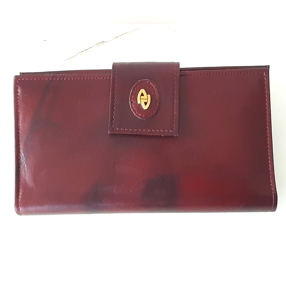 AMITY Signature Series Burgundy Trifold Cowhide Leather Wallet 4" x 7" New